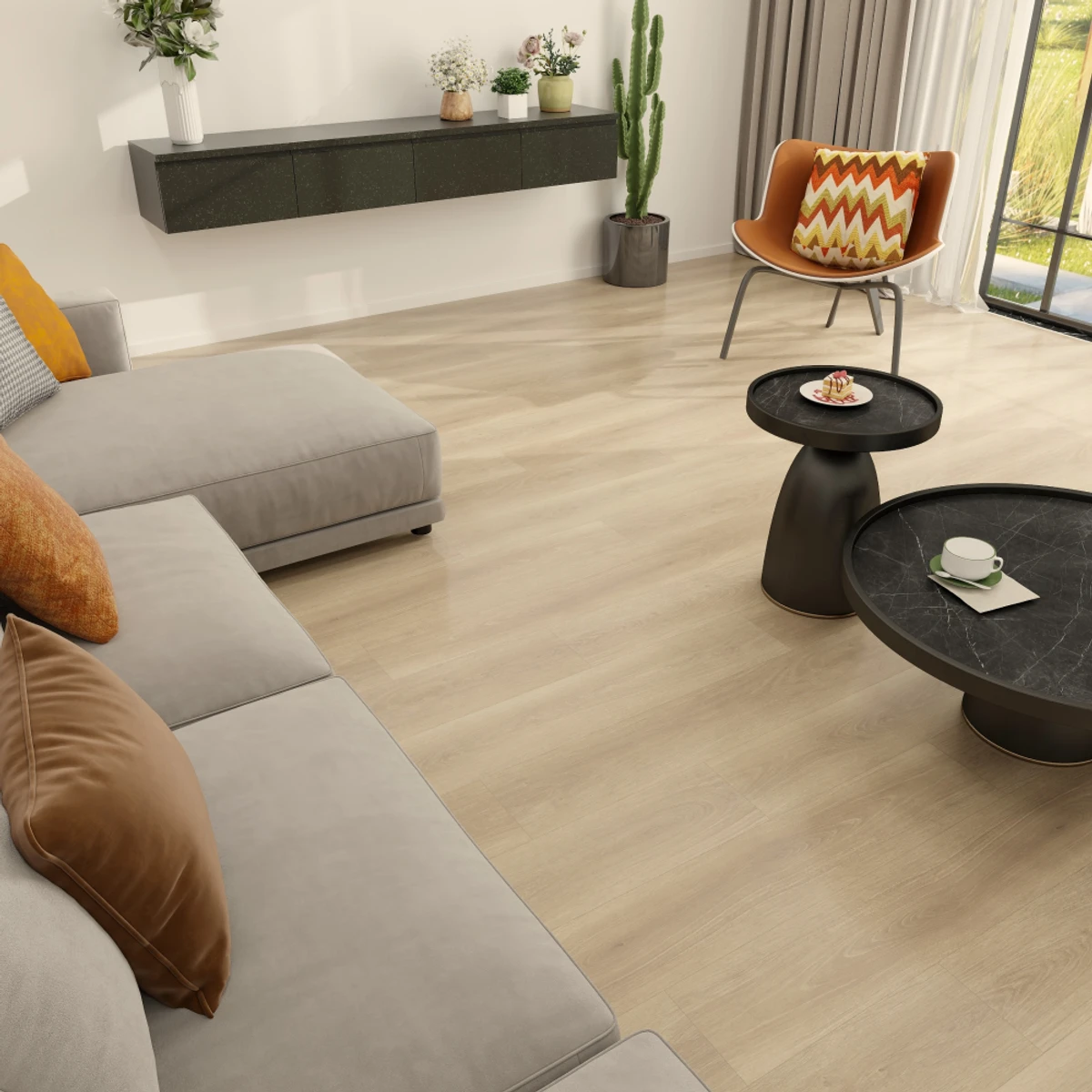 Bold Oak Waterproof Laminate installed in a room setting