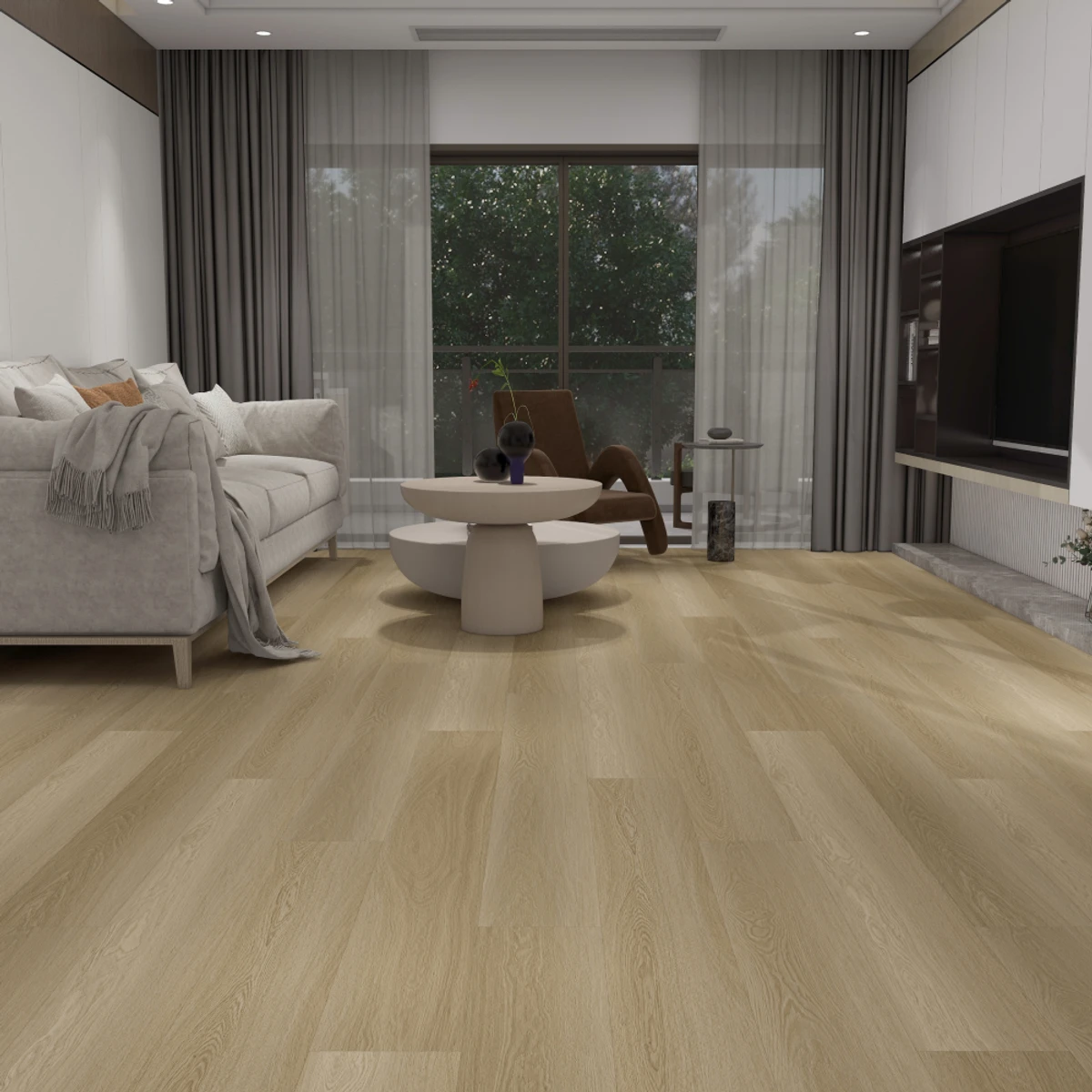 Creme Brulee SPC Rigid-Core Plank installed in a room setting