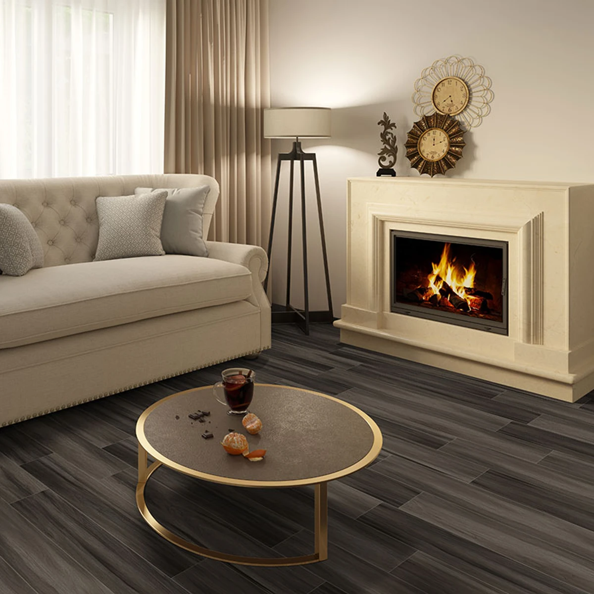 Cyrus Jenta Luxury Vinyl Planks SPC Rigid-Core Plank installed in a room setting