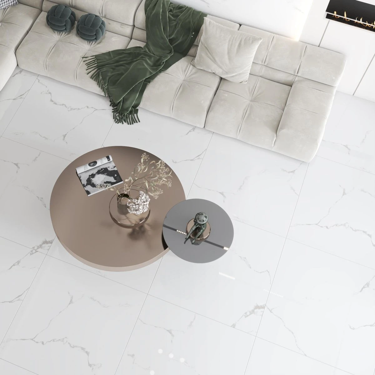 Ice Land New Porcelain Tile installed in a room setting