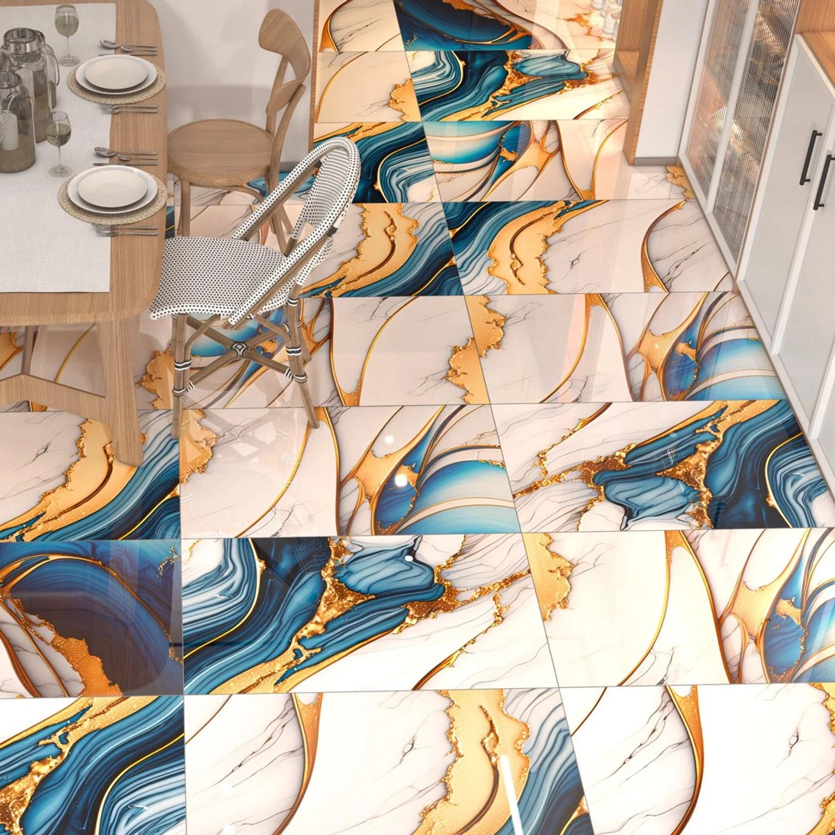 Pearl Electra Porcelain Tile installed in a room setting