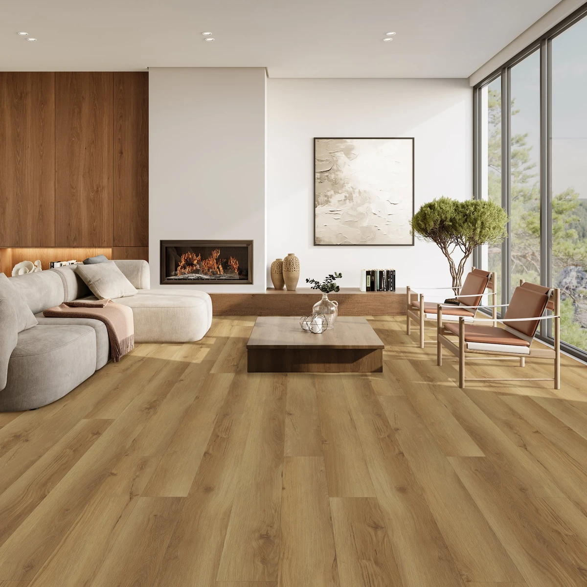 Prime X 7 in Legend Oak SPC Rigid-Core Plank installed in a room setting